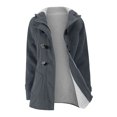 thumbnail image 2 of Winter Coats For Women Solid Color Horn Buttons Cardigan Padded Hooded Coat Jacket Overcoat, 2 of 4