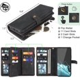 thumbnail image 6 of for Samsung Galaxy S21 5G Wallet Case, Detachable PU Leather Magnetic Flip Phone Case Wallet with Card Holder Wrist Strap Zipper Wallet for Women/Men, S21 5G Phone Case 6.2inch(Blcak), 6 of 8