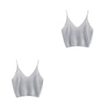 thumbnail image 2 of Jumpingount Mujeres Sexy Crop Top de punto Chaleco sin mangas Slim Sling Tank con cuello en V liso Type1 NO1, 2 of 6