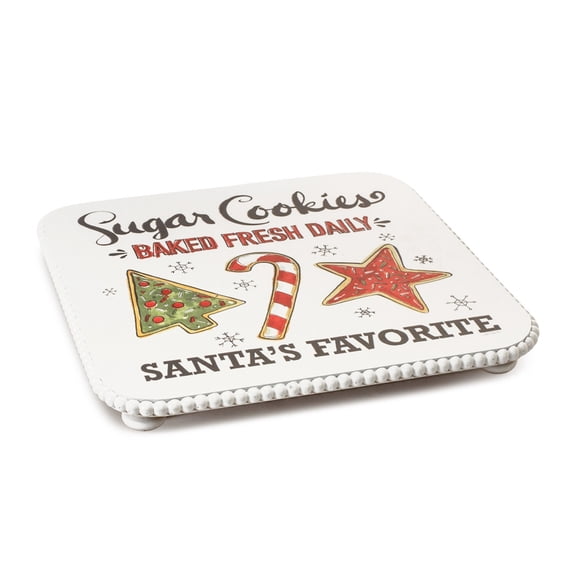 Melrose International Santa's Favorite Cookie Plate Pedestal 14.25"SQ x 1.5"H MDF/Resin