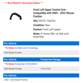 thumbnail image 2 of Front Left Upper Control Arm - Compatible with 2005 - 2022 Nissan Frontier 2006 2007 2008 2009 2010 2011 2012 2013 2014 2015 2016 2017 2018 2019 2020 2021, 2 of 2