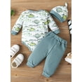 thumbnail image 7 of WIBACKER Newborn Baby Boy Clothes Fish Print Long Sleeve Baby Romper+Waffle Pants w/Hat 3PCS Spring Fall Outfits, 7 of 7