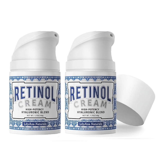 LilyAna Naturals Crème au Rétinol pour le Visage - Crème au Rétinol, Crème Anti-Âge, Hydratant au Rétinol pour le Visage, Crème Anti-Rides pour le Visage, Complexe de Rétinol - 1.7oz - 2 Pack