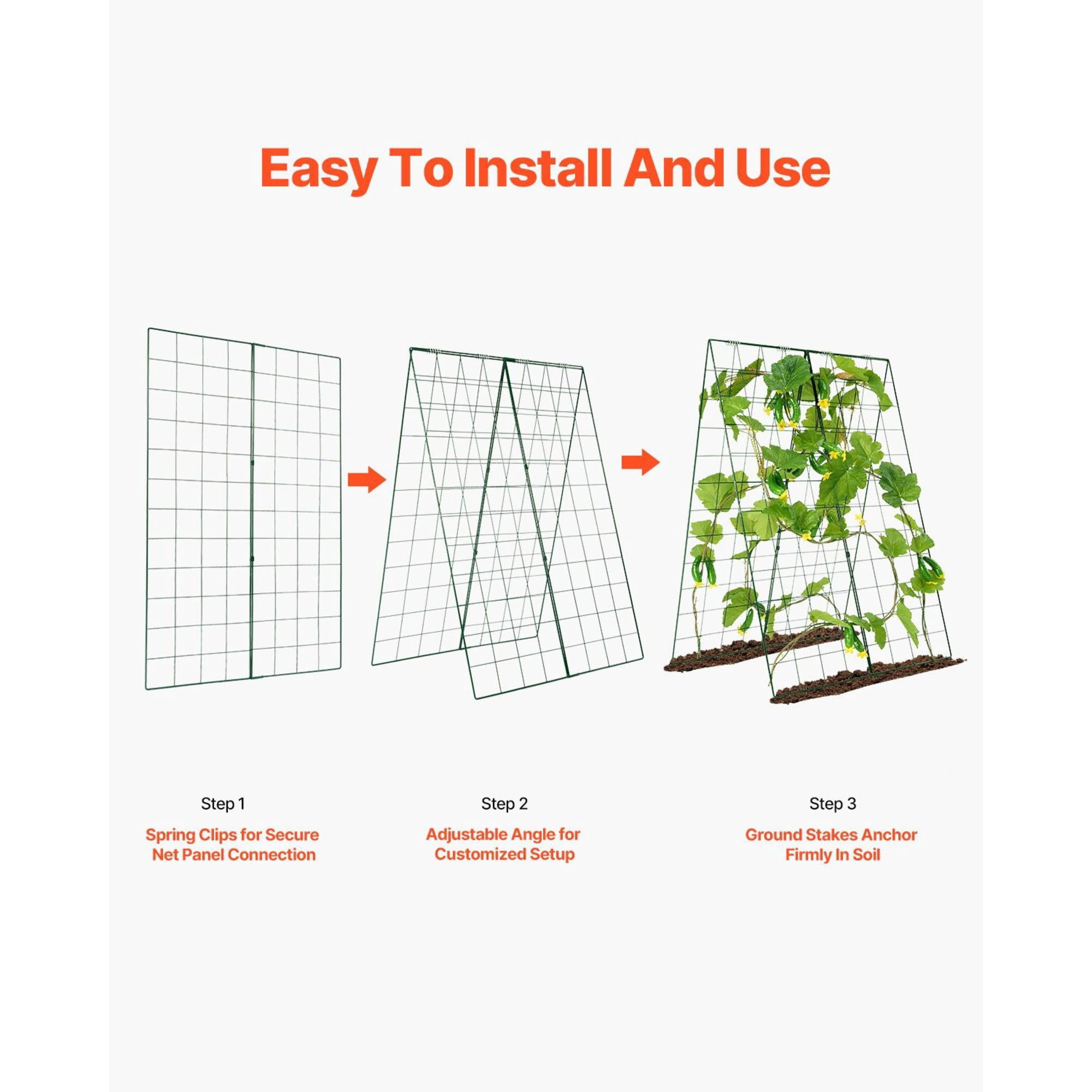 46" Foldable A-Frame Cucumber Trellis, Metal Garden Climbing Plant Support for Raised Beds, Tomatoes, Squash, and Vegetables