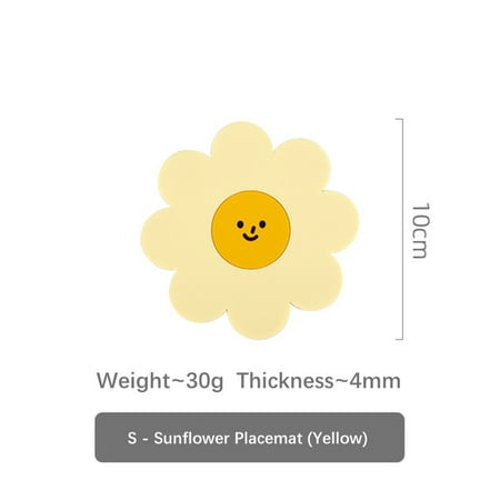

Sunflower Cute Insulation Pad Drink Cup Mat Hot Pad Non-Slip Pot Holder Bowl Mat Special-shaped Soft Rubber Table Mat Anti-scald Coaster Yellow Small