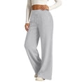 thumbnail image 4 of Nestiefly Wide Leg Sweatpants Women Baggy High Waist Lounge Sweat Pants | Elastic Waist Casual Drawstring Sweats with Pockets Light Gray L, 4 of 4