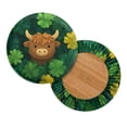 thumbnail image 2 of Renewold Stool Covers Round 13-15 Inch Breathable Irish Bar Stool Cover Vanity Seat Cover Saddle Stool Cover for St Patricks Day Home Bar Office Decor, 2 Count, Highland Cow Shamrock Green, 2 of 6