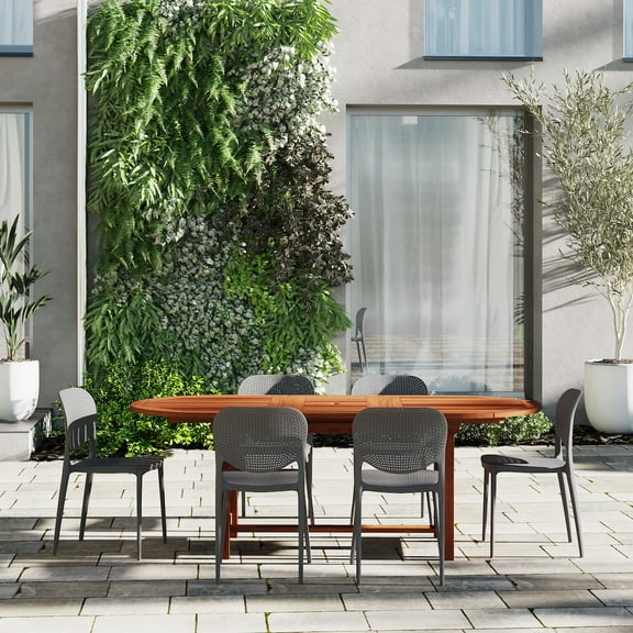 Amazonia Coppolla 7- Piece Eucalyptus Wood Outdoor Dining Set Gray