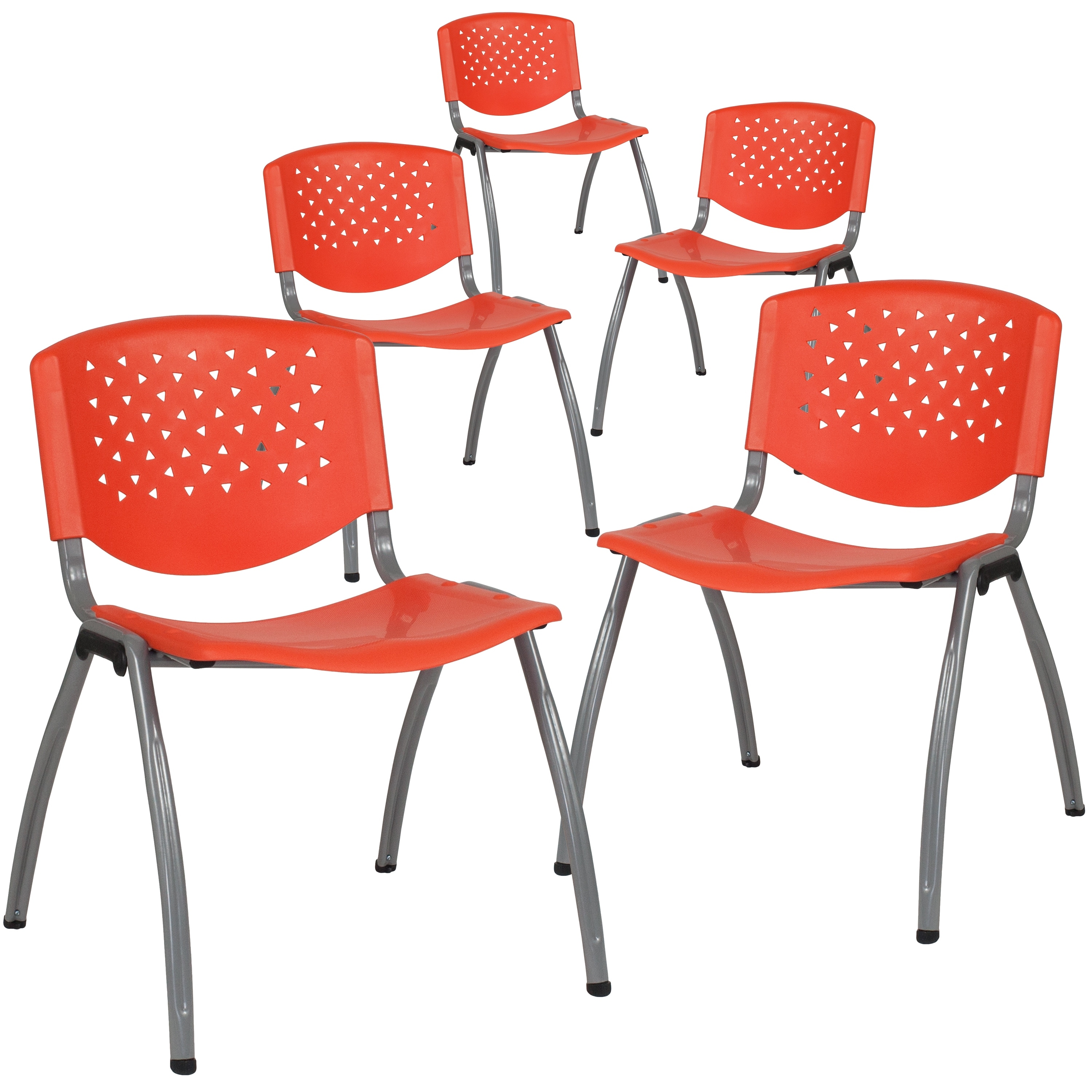 Lancaster Home 5 Pack 880 lb. Capacity Plastic Stack Chair with Powder