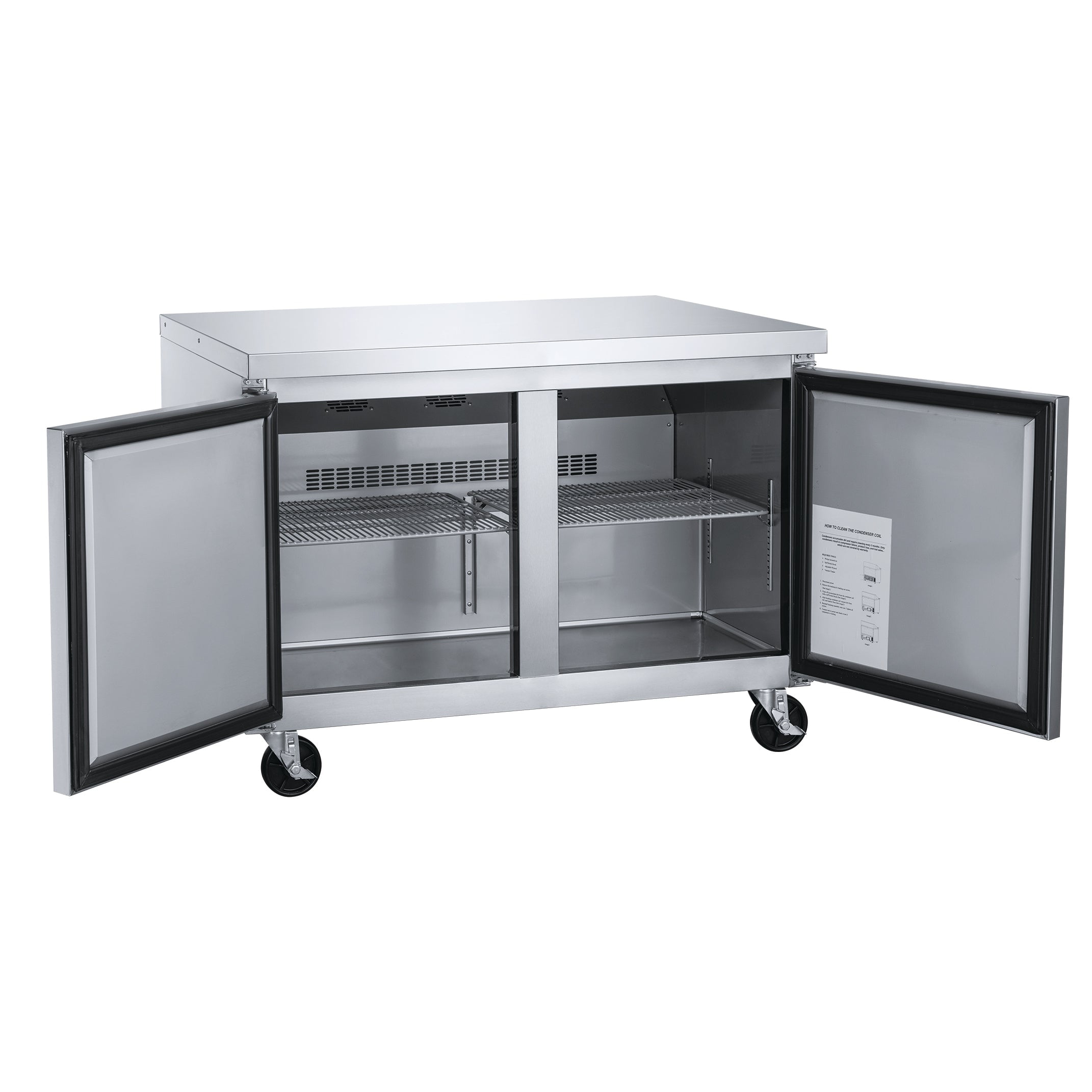 NSF 36 in. Undercounter Refrigerator, 2 Solid Doors Refrigerator 9.7 Cu.Ft. Commercial Undercounter Refrigerator