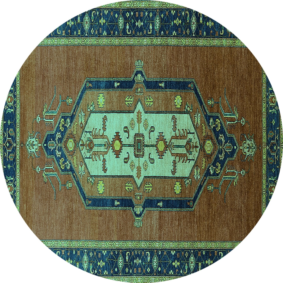 Ahgly Company Indoor Round Oriental Turquoise Blue Industrial Area Rugs ...