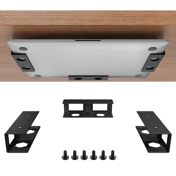 Joythink Universal Under Desk Metal Laptop Holder Tray, Anti-Scratch Hidden Mount with Silicone Pads for Laptop, Keyboard, Tablet