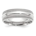 thumbnail image 5 of 14K White Gold 7mm Double Milgrain Comfort Fit Band Ring Size 5, 5 of 7