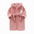 thumbnail image 6 of HFHAPW Boys Girls Robes Kids Toddler Flannel Hooded Bathrobe Pajamas Sleepwear 1T 2T 3T 4T 5T 6T 7T 8T(Pink,6-7 Y), 6 of 7