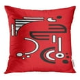 thumbnail image 1 of BOSDECO Table Red Abstract Badge Balance Black Border Circle Pillow Case Pillow Cover 16x16 inch, 1 of 1