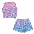 thumbnail image 2 of chaqlin Bling Bling-Color Girls 2 Piece Outfits Sets Sleeveless Tank Top Flare Pants with Pockets Kids Lightweight Shorts Set for 5-14Y, 2 of 7