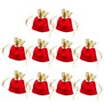 thumbnail image 1 of 10 bolsas de joyería con cordón y borde dorado, bolsas de regalo con cordón rojo para bodas, fiestas y Navidad, color rojo y dorado., 1 of 8