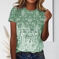 thumbnail image 4 of Camisetas De Manga Corta Camiseta informal para mujer, cuello redondo, retro, floral, elegante, de moda, uso diario (verde M) Ygjytge para Mujer Verde T M, 4 of 7
