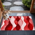 thumbnail image 4 of 2x3 Door Mat Rug, Red Striped Non-Skid Rubber Backing Large Rectangle Rugs - Living Room Bedroom Home Office, Modern Gradient Geometric Ripple Stripes Indoor Floor Mat Carpets Washable Rug, 4 of 9