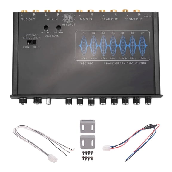7 Band Car Equalizer Audio EQ Tuning Crossover Amplifier Parametric Car Preamplifier Audio Equalizer  -12dB