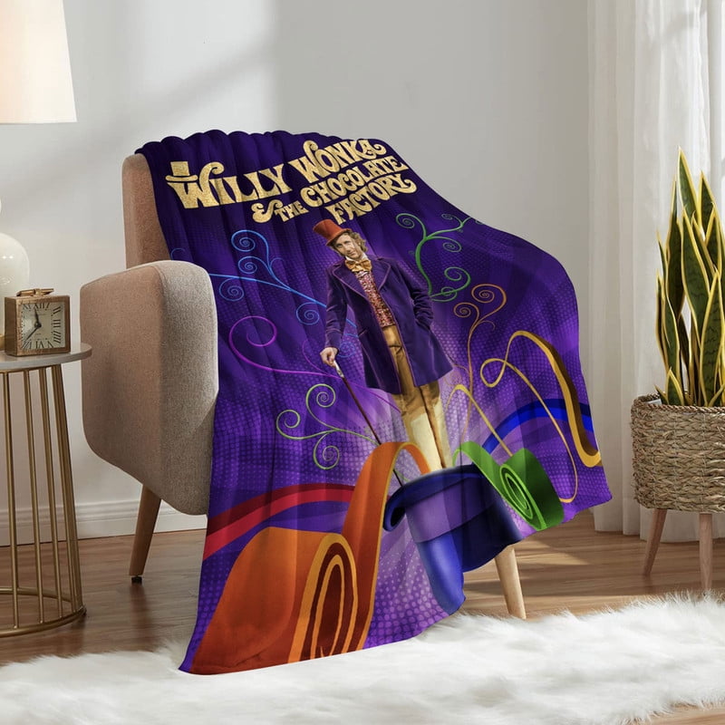 Wonka Anti Pilling Flannel Blanket Gifts for Fans Lover Girls Boys Women Present Hoodie Him Bed 60"x80"