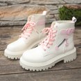 thumbnail image 6 of KEVCHE Women's Slip on Ankle Boots, British Front Lace Up Platform Round Toe Short Boots with Breathable Lining and Cushion Sole, Trendy Boots for Daily Wear, 6 of 6