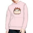 thumbnail image 5 of Xoenoiee Pullover Hoodies Girl Hooded Sweatshirt with Long Sleeve and Front Kangaroo Pocket for Kids Age 6-16 years, Cartoon Hedgehog Mushroom Pink Pattern, L, 5 of 7