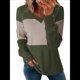 thumbnail image 1 of Blusas Elegantes e Informales para Mujer, con Bloques de Color, de Larga y Cuello en V, para Otoño. Verde L, 1 of 6