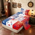 thumbnail image 2 of Manfei Firework Star Twin Sheets, Red White Blue Stripe Bedding, Black Reversible 3-Piece (1 Flat Sheet, 1 Fitted Sheet and 1 Pillowcase), 2 of 6