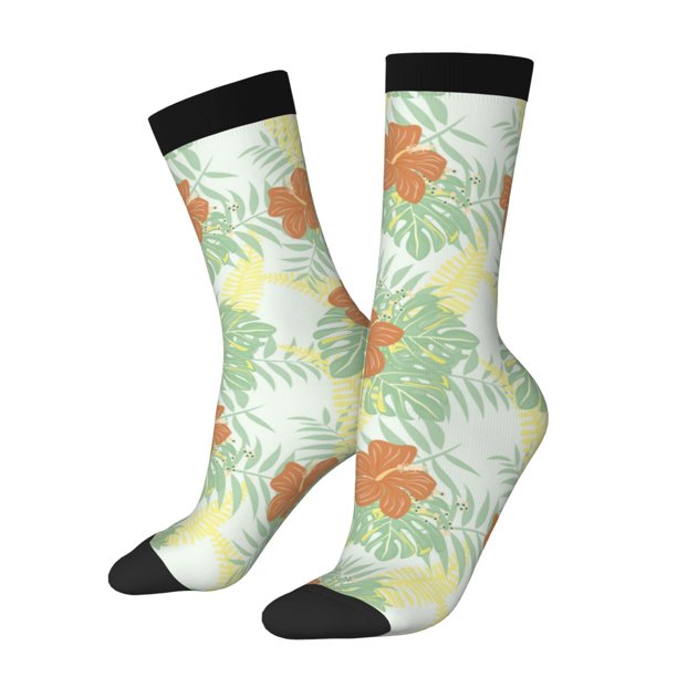 Balery Tropical Flowers Calcetas Largas con Estampado para Hombre y Mujer – Suaves y Transpirables, Talla Única (US 5-11)