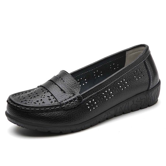 Daolelai Women's Fashion Leather Mom Shoes Toe Shoes Solid Color Comfortable Non- Casual Shoes