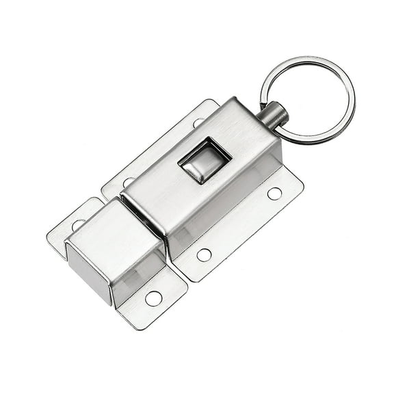 Unique Bargains Door Barrel Bolt Stainless Steel Ring-Pull Spring Loaded Sliding Lock