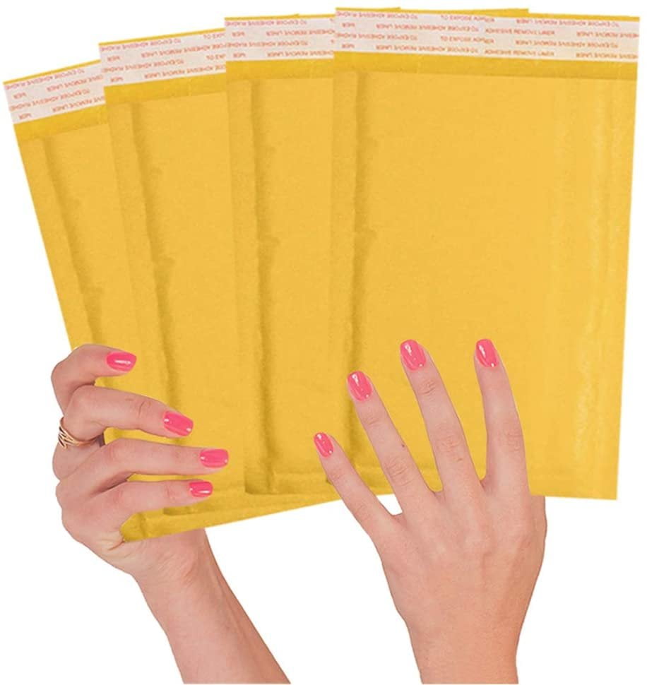 25 Pack Yellow Kraft Padded Envelopes 5x9 Bubble Mailers 5 x 9. Gold