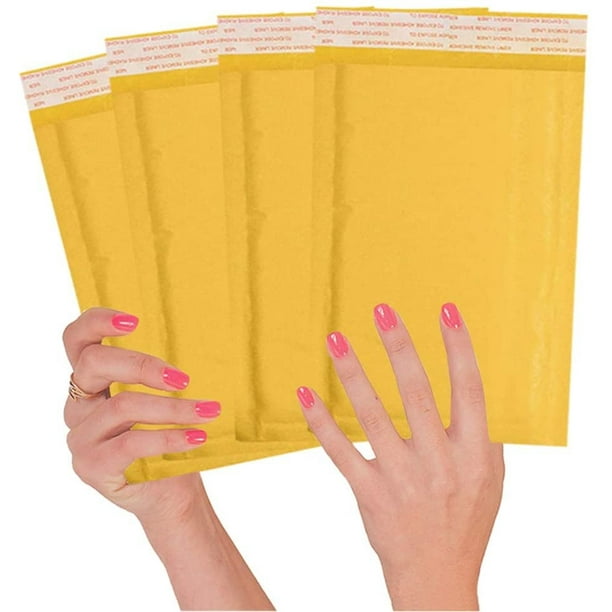 25 Pack Yellow Kraft Padded Envelopes 5x9 Bubble Mailers 5 x 9. Gold Kraft bubble envelopes Peel