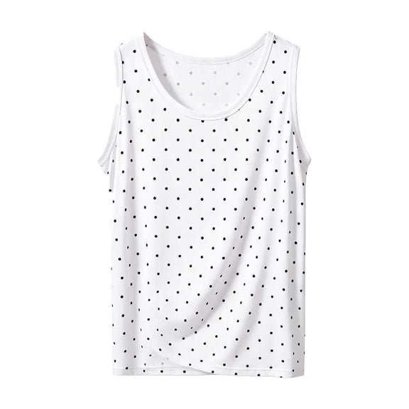 KyCheLot Tank Tops for Women Summer Crew Neck Sleeveless Polka Dots Tank Tops Comfortable Casual Beach Outfits