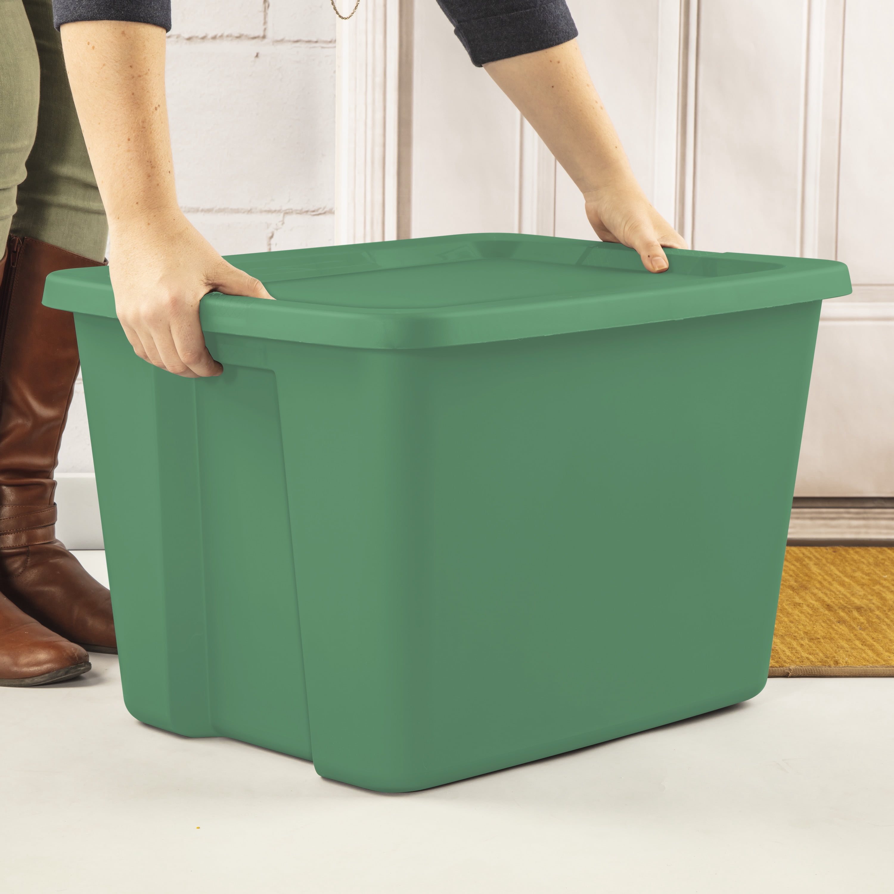 Sterilite 18 Gallon Tote Box Plastic Adult, Green Lily