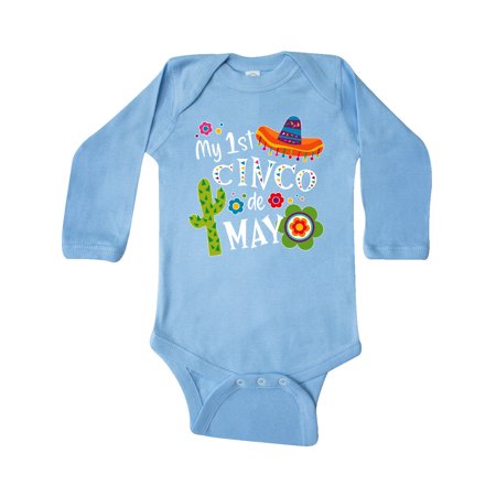 

Inktastic My First Cinco de Mayo- Sombrero Cactus Flowers Gift Baby Boy or Baby Girl Long Sleeve Bodysuit
