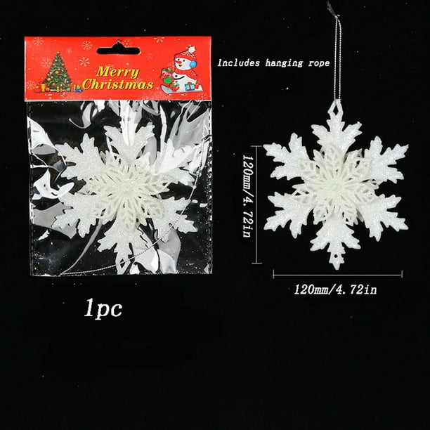 Adornos navideños, adornos navideños, regalos navideños Colgante de copo de nieve blanco de plástico Colgante de copo de nieve