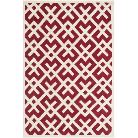 SAFAVIEH Chatham Jackson Geometric Wool Area Rug, Red/Ivory, 4' x 6'
