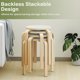 thumbnail image 5 of Songqin Stackable Bentwood Stools Set of 4, 18-Inch Height Backless Counter Chairs with Round Top, Anti-Slip Felt Pad, Portable School Stool for Dining Room, Kitchen, Classroom (Natural+White), 5 of 18