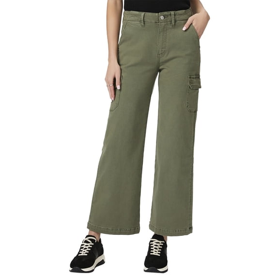 PAIGE womens Carly Cargo Vintage Ivy Green Wide Leg Jean, 33