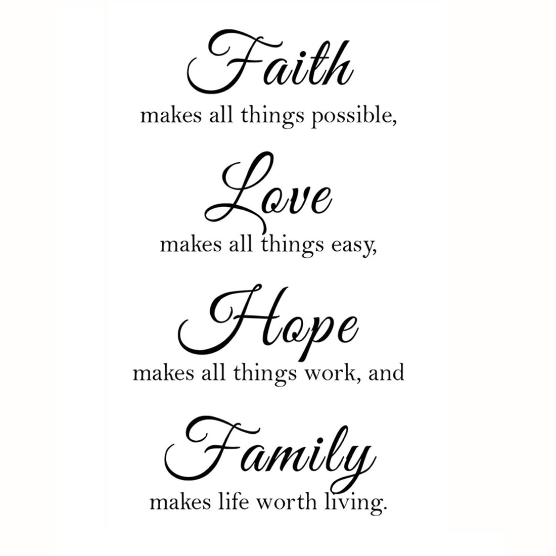 13" Love Faith Hope Polished Steel Words Metal Wall Art Accents 