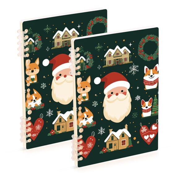 FORMRS 1-Subject Spiral Notebook 8" x 5" College Ruled 60 Refillable Sheet, Green Christmas