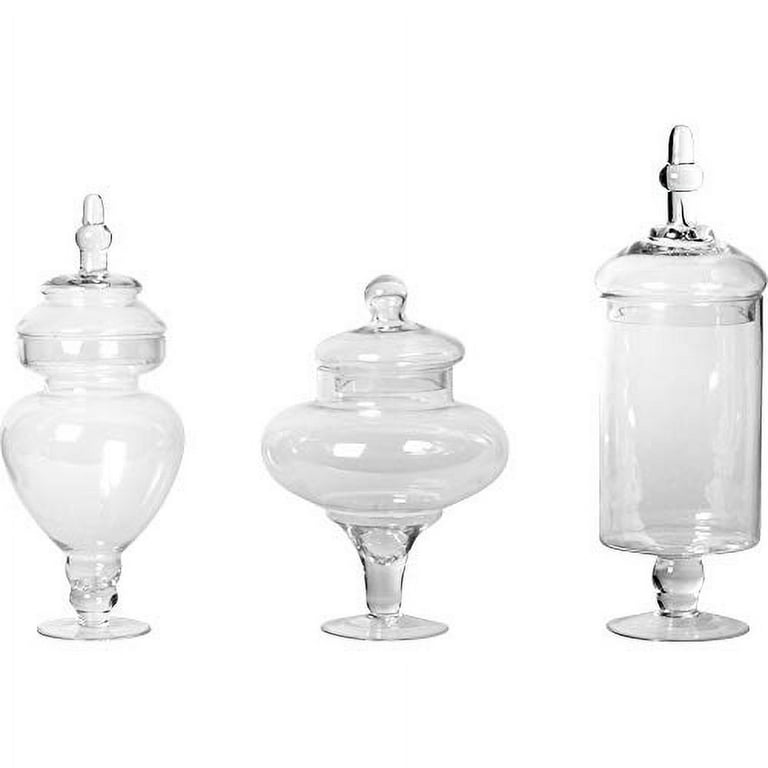 Diamond Star Set of 3 Clear Glass Apothecary Jars Elegant Storage Jar with  Lid, Decorative Wedding Candy Organizer Canisters Home Decor Centerpieces