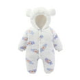 thumbnail image 1 of Baby Long Sleeve Shirts for Boys Solid Color Rompers for Baby Boy Baby Clothes Boy Girl Thick Snowsuit Winter Warm Coats Cow Prints Hooded Romper Jumpsuit, 1 of 4