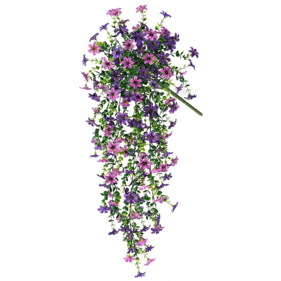 Artificial Hanging Flowers for Outdoors Spring Summer Faux Flowers UV Resistant Fake Plants Eucalyptus Realistic for Outside Home Indoor Planter Porch Garden Yard Decor