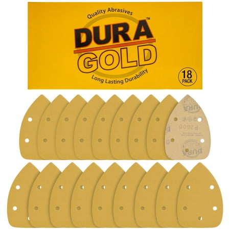 

Dura-Gold - Premium Hook & Loop - 18 Sheets of 2000 Grit 5-Hole Hook & Loop Sanding Sheets for Mouse Sanders - Sandpaper Finishing Sheets for Automotive and Woodworking