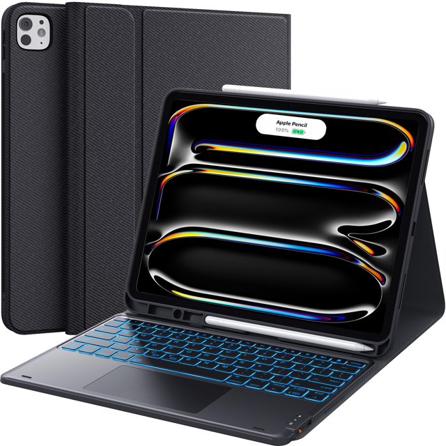 CHESONA for iPad Pro 13 Inch Case 2024 with Keyboard (M4) 2024, Magnetic Detachable Keyboard with Backlit, 2 Wireless Channels, Touchpad & Pencil Holder, Precise Cutouts