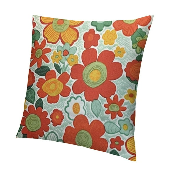 BANET Throw Pillow Cushion Cover, Petals of Colors Old Fashioned Style Revival Artwork, Decorative Square Accent Pillow Case White