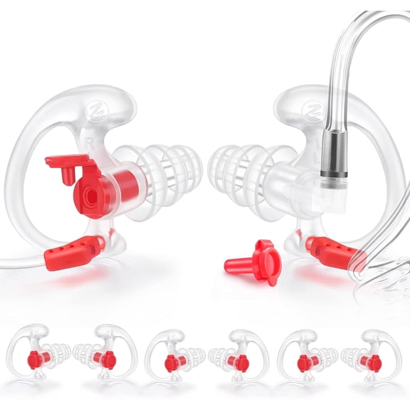 Zeadio Triple Flanged Earpiece, Comfortable Silicone Earmould Earbud Earplug - Clear, Large, Pair of 4